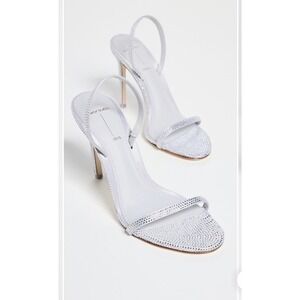 Black Suede Studio Luciana Sandals Stiletto Heels Crystals $328. MSRP Sz 9 NWOT